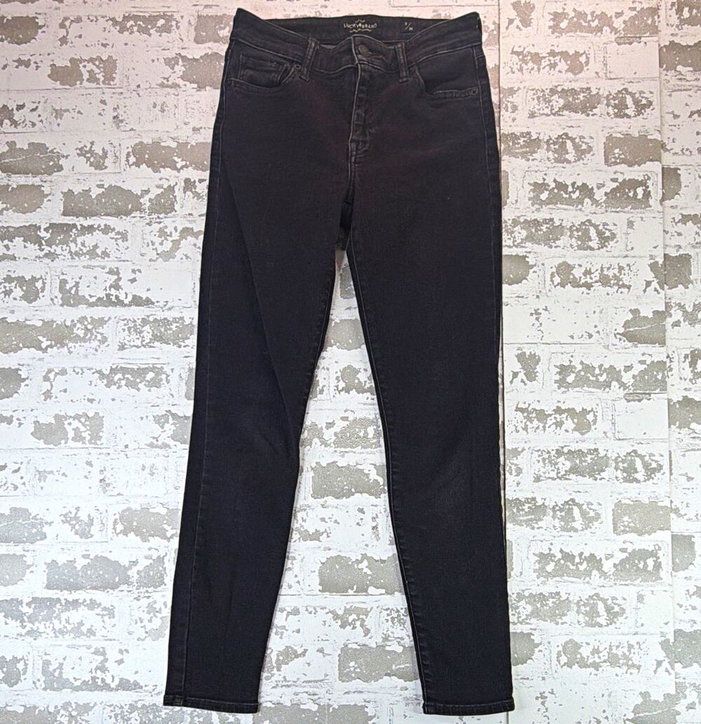 Lucky Brand Women’s Black Dark Wash Mid Rise Skinny Slim Fit Jeans 2 26"